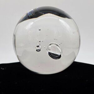 Murano Style Glass Large & Small Bubbles Paperweight Orb Decor 2.75" Clear